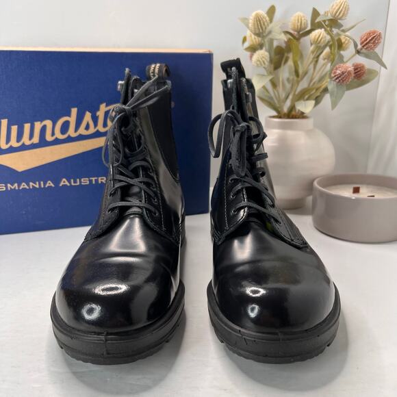 Blundstone 2219 Original Lace-Up Boots Patent Leather Goring Black Women 10 NWB - Picture 2 of 9